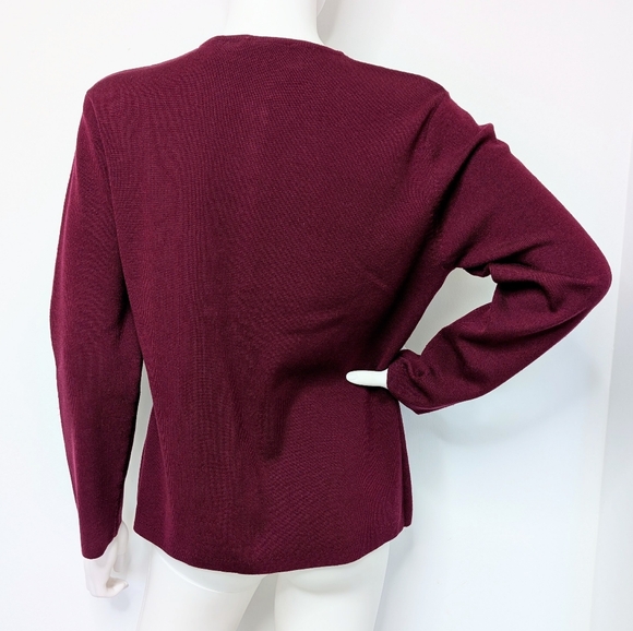 90s Burgundy Red Button Up Basic Cardigan Sweater - Picture 5 of 5